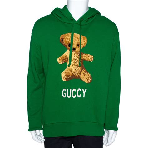 gucci guccy bear hoodie green|Gucci sweater hoodie for men.